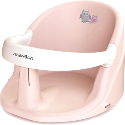 siège de bain bébé antidérapant rose pour baignoire et douche