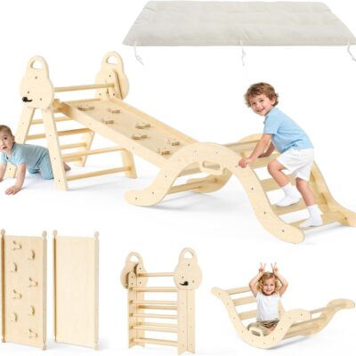 triangle d'escalade montessori en bois 7 en 1 pour tout-petits