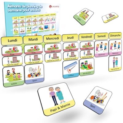 Aimants planning semaine enfant, calendrier apprentissage jours semaine enfant