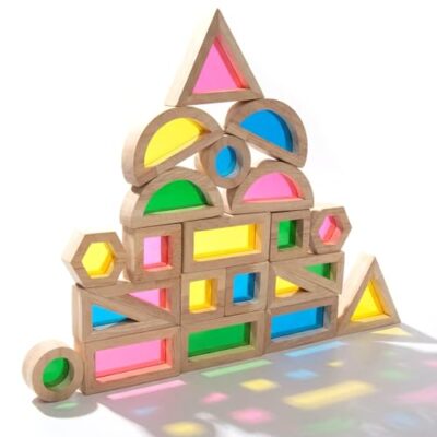 Blocs de construction en bois enfant arc en ciel acryliques