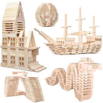 Blocs de construction en bois enfant NiToy, 200 planchettes