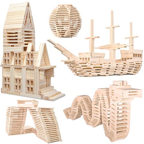 Blocs de construction en bois enfant NiToy, 200 planchettes