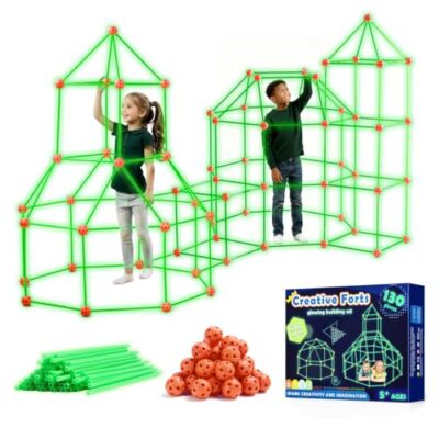 Cabane enfant bois interieur : kit fort phosphorescent 130 pièces