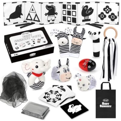 Cartes noir et blanc bebe avec coffret sensoriel Joyreal