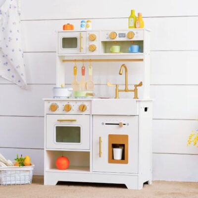 Cuisine enfant en bois Leeshyah avec glaçons et rangements
