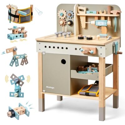 Établi enfant bois outils avec ceinture et accessoires