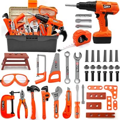 Établi enfant bois outils : boîte à outils avec perceuse