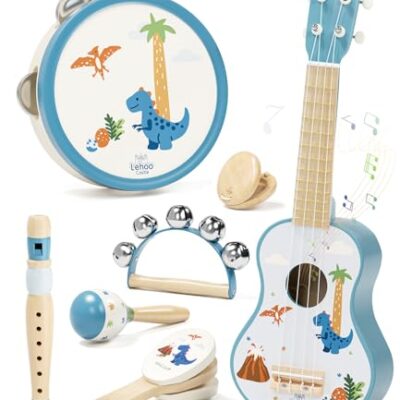 Instrument de musique enfant bois, coffret 7 pièces