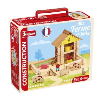 Jeu de construction en bois enfant ferme 95 pièces
