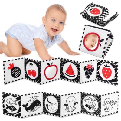 Livre en tissu cartes noir et blanc bebe Vicloon
