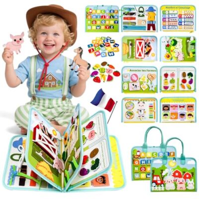 Livre Montessori enfant Busy Board française thème ferme