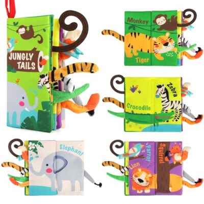 Livre sensoriel bebe tissu froissé avec animaux
