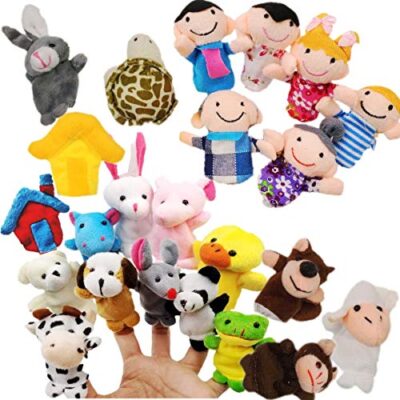 Lot de marionnettes animaux enfant et famille, 24 pièces
