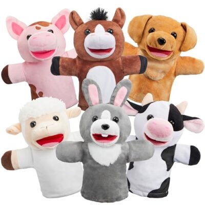 Marionnette a main enfant JOYIN lot de 6 animaux