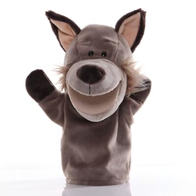 Marionnette a main enfant loup en peluche douce