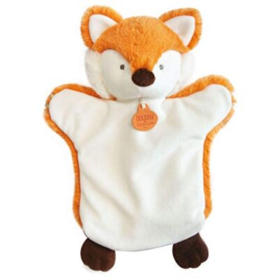 Marionnette a main enfant renard orange ultra douce 25 cm