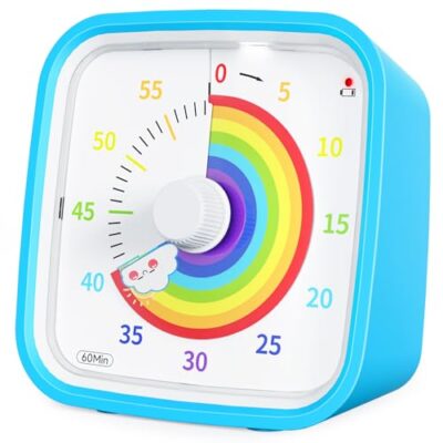 Minuteur visuel enfant arc-en-ciel 60 minutes avec étui