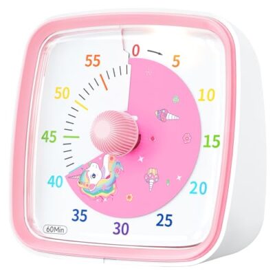 Minuteur visuel enfant licorne 60 minutes rose