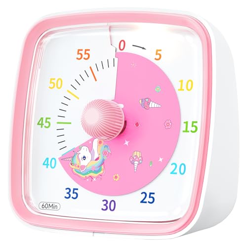 Minuteur visuel enfant licorne 60 minutes rose