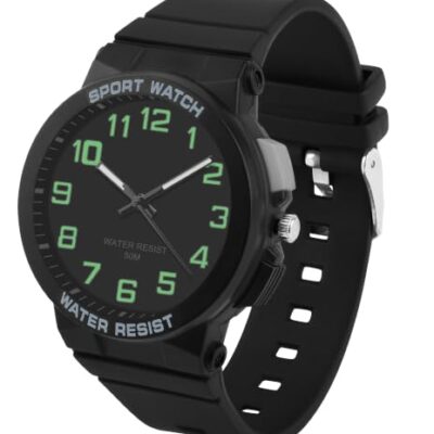 Montre éducative enfant analogique rétroéclairée noire