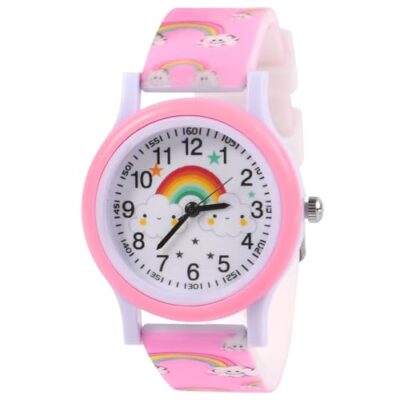 Montre enfant apprentissage heure arc en ciel rose OFFCUP