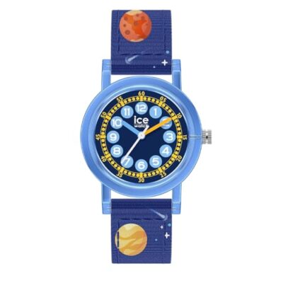 Montre enfant apprentissage heure bleue thème espace