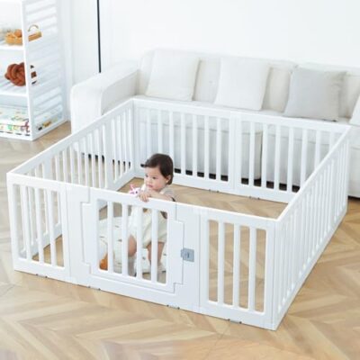 Parc bebe barriere modulable Gupamiga 150 x 150 cm blanc
