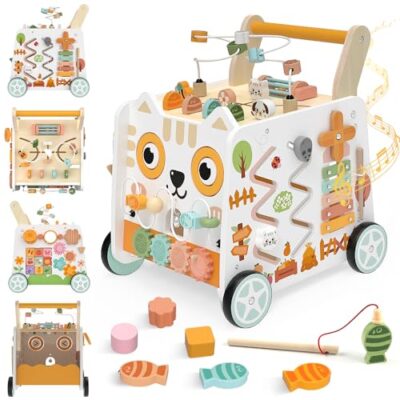 Porteur bebe bois 16 en 1 avec activités Montessori