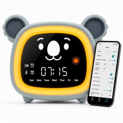 Réveil éducatif enfant jour nuit avec veilleuse et Bluetooth