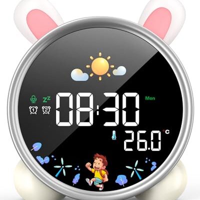Réveil éducatif enfant jour nuit lapin à veilleuse