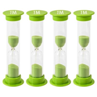 Sablier minuteur enfant 1 minute lot de 4 en acrylique vert