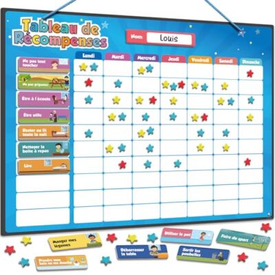 Tableau de routine enfant magnétique avec étoiles