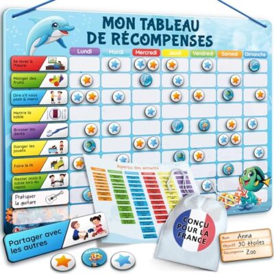 Tableau de routine enfant magnétique bleu LIKARTO