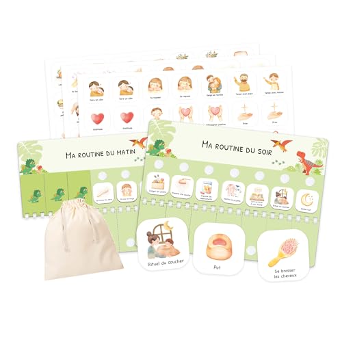Tableau de routine enfant matin et soir avec cartes illustrées