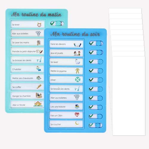 Tableau de routine enfant matin et soir avec cartes