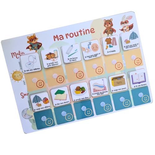 Tableau de routine enfant super héros avec 30 étiquettes