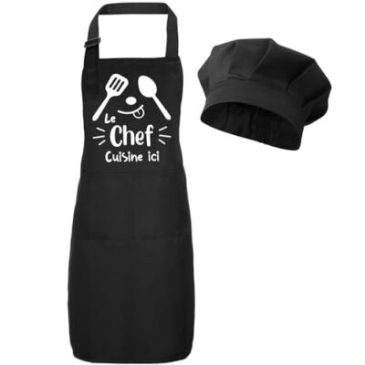 Tablier enfant cuisine avec toque de chef et 2 poches