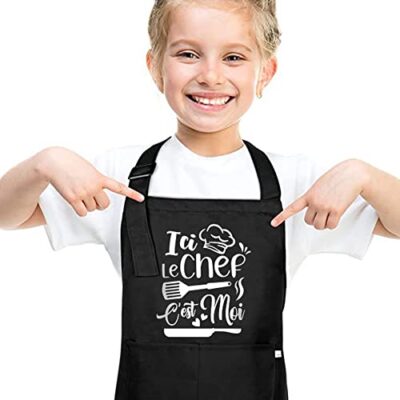 Tablier enfant cuisine imperméable réglable avec 2 poches