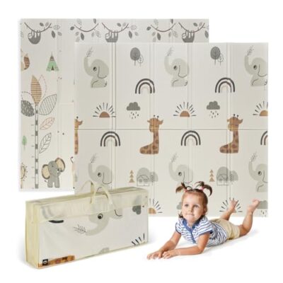 Tapis eveil bebe pliable double face rembourré 180 x 200 cm