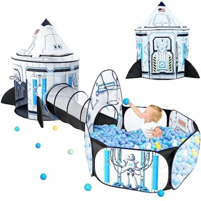 Tente de jeu enfant 3 en 1 avec tunnel et piscine à balles