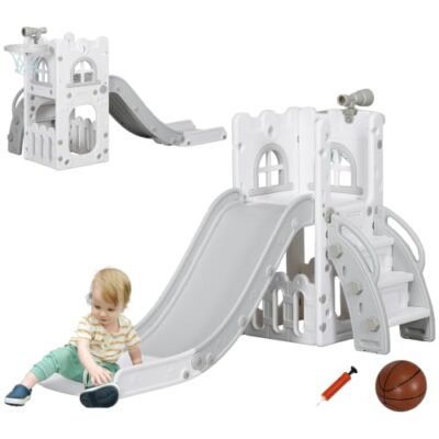 Toboggan enfant interieur 5 en 1 avec panier et télescope