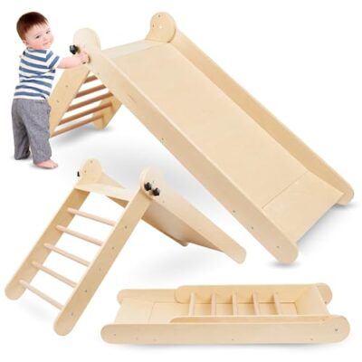 Toboggan enfant interieur pliable en bois mamabrum