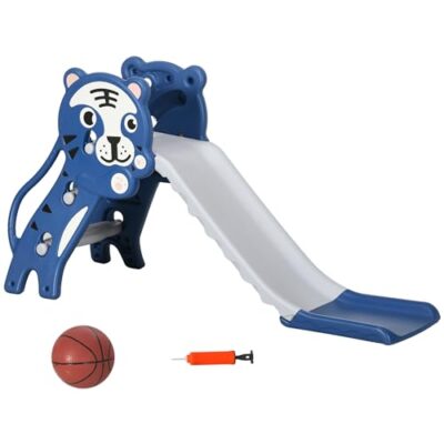 Toboggan enfant interieur tigre bleu avec panier