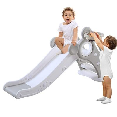 Toboggan enfant interieur YOLEO avec panier de basket