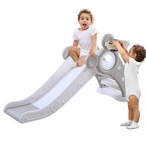 Toboggan enfant interieur YOLEO avec panier de basket