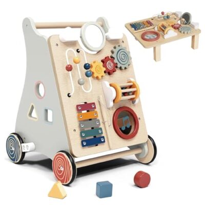 Trotteur bebe bois 2 en 1 avec tableau d activités