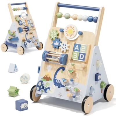 Trotteur bebe bois Lehoo Castle avec activités 9 en 1