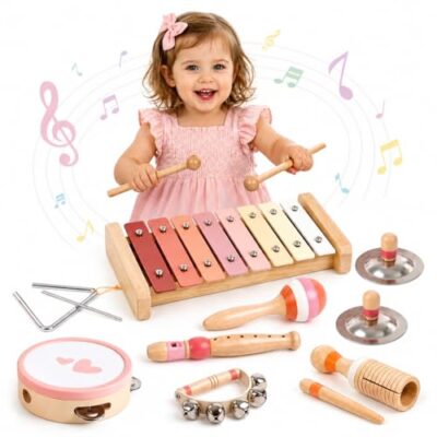 Xylophone enfant bois et instruments de musique 8 en 1