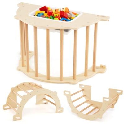 Arche d’escalade et à bascule FANTASK en hêtre avec boîte de rangement