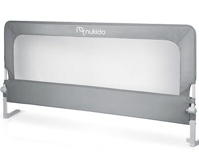 Barrière de lit anti-chute Nukido 200 cm, pliable à 180° avec sangles